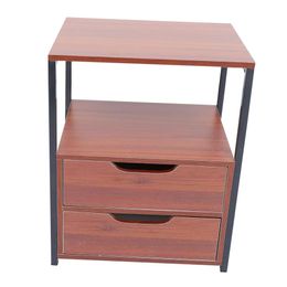 CHILDWEET 1pc Table Home Solid Furniture Industrial Multi Bedside Nightstands Bedroom Storage Cabinet Wood Lip Gloss Steel