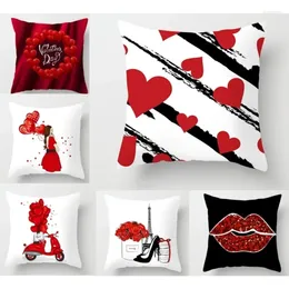 Pillow Valentines Day Decoration Pillowcase Double SidedLove Rose Cover Home Textile Decorative Sofa 2024 DFa4