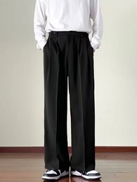 Wide leg suit pants for men Japanese style ancient drape floor mop versatile ins Korean loose straight 240320