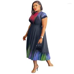 Plus Size Dresses African Women Elegant 2023 Dashiki Spring Autumn Maxi Dress Ladies Traditional Clothing Fairy Pleated Skirt Drop Del Ot5Ls