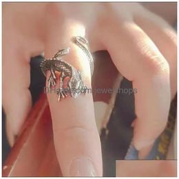 Cluster Rings Mens Small Lizard Open Ring Fashion Jewelry Drop Delivery Dhjwe