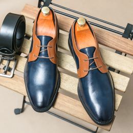 Shoes New Derby Shoes for Men Mixed Colors Laceup Round Toe Fashion Business Men Dress Shoes Pu Leather Men Shoes