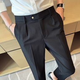 2024 Spring Summer Busines Dress Pants Men Thin Ankle Length Casual Pants Office Social Wedding Party Trousers Men Clothing