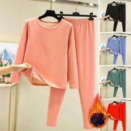 Men's Sleepwear Thermal Underwear Female Winter Heating Padded And Thickened Bottoming Shirt Pants Inside Out Home Wear Two-piece Set