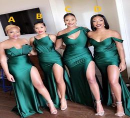 2020 Sexy Turquoise Green Side Split Bridesmaid Dresses Long Maid Of Honor Dress Mermaid Wedding Guest Evening Dress9868328