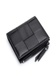 Wallets 100Genuine Leather Womens And Purses Hand Woven Fold Coin Money Bags 2022 Fashion Card Holder Clutch Zipper Purse5089239