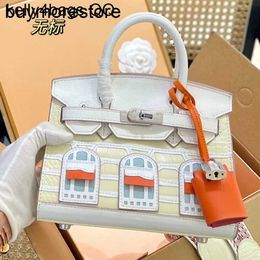 Handbag 7a Handmade Small House Crocodile Leather Brand style real top layer cow pattern contrast casualH7TF