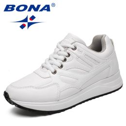 Boots Bona Running Shoes for Women Outdoor Jogging Leather Training Comfortable Athetic Shoes Women's Lace Up Light Casual Sneakers