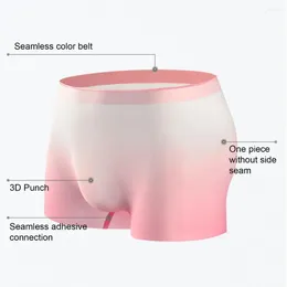 Underpants Shorts Briefs Men's Seamless Gradient Color Ice Silk Underwear With U-convex Design Mid-rise Slim Fit High Elasticity