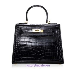 Hremms Kelyys 10A Luxury Handbag Stylish Shoulder Bag Classic Womens Handmade crocodile skin womens bag genuine leather 2024 new handbag With Real Logo