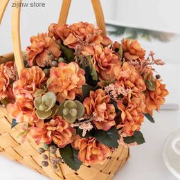 Faux Floral Greenery 26Cm Cheap Artificial Flowers for Wedding Silk Cherry Vase for Home Decor Living Room Accessories Diy Christmas Wreath Scrapbook Y240322