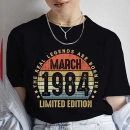 Women's T-Shirt March 1984 Limited edition printed T-shirt for womens summer short sleeved T-shirt for oversized Harajuku clothing casual street clothing top 24322