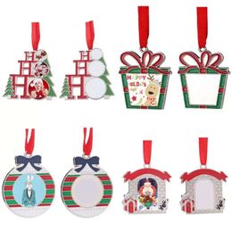 Decorations Sublimation Metal Heat Blank White Transfer Santa Claus Pendant DIY Christmas Tree Ornaments Gifts Fy4756