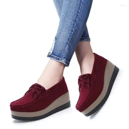 Casual Shoes 2024 Spring/Winter Women's Suede Leather Wedges Sweet Fringe Slipper Platform Moccasins