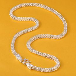 Necklaces 999 Pure Silver Necklace For Women Men Dragon Head Link 6mmW Domineering Wheat Chain 22inch 24inch Boyfriend Gift