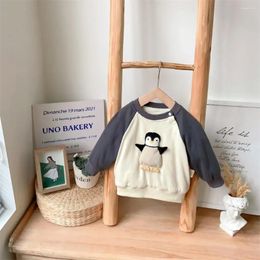 Clothing Sets Winter In Kids Baby Boys Color Blocking 3D Penguin Top Sweatshirts Harem Pants Toddler Thicken Warm Set 2pcs 0-3Y