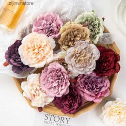 Faux Floral Greenery 10Pcs Artificial Flowers Home Decor Wedding Garden Roses Arch Craft Scrapbook Material Silk Dahlias Fake Peony Christmas Wreath Y240322