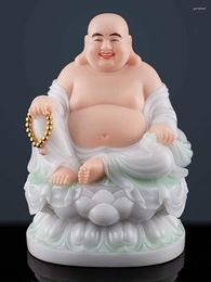 Decorative Figurines 2024 High Grade White Jade Good Luck Maitreya Buddha God Of Wealth Statue HOME Company Worship Recruit Money Prosper