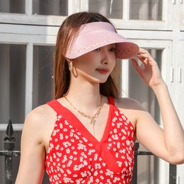 2024 Nuovo cappello di paglia Holiday Holiday Hun Shade Open Top Fashion Fashion Straw Cappone