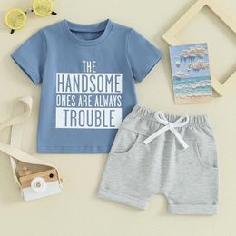 Clothing Sets Toddler Baby Boy Clothes Mamas Little Summer Outfit Short Sleeve Letter T Shirt Tops Born Rolled Shorts Set