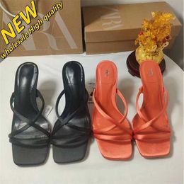 Cheap Store 90% Off Wholesale Womens High Straight Product Za Shoes Slim Strap 2024 Heel Sandals with Autumn Line Shape Square Head Back Empty Candy Colour High quality