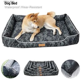 kennels pens Large Dog Bed Waterproof Bed for Dog Filled W/ High Resilience Sponge Bite-resistant Detachable Washable Pet Mat Cat Accessories Y240322