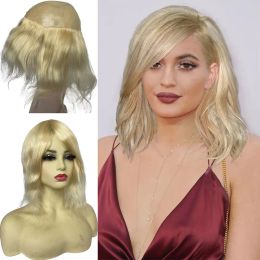 Toupees Toupees 12''Long Hair Toppers For Women Real Human Hair Touppe For Men Blonde Miduim Density Hairpiece Replacement System 10X8inc