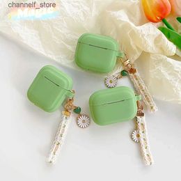Earphone Accessories INS Cute Lace Daisy keychain Pendant for AirPods 1 2 Pro Earphones Case Avocado Green Silicone Headset Cover For AirpodsY240322