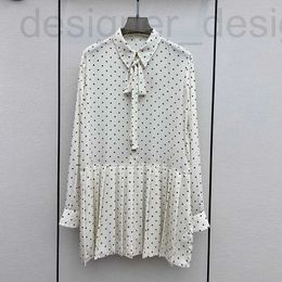 Basic & Casual Dresses designer brand Miu sweet polka dot printed unique dress, super beautiful lace up long sleeved pleated skirt, autumn new shirt skirt DITK