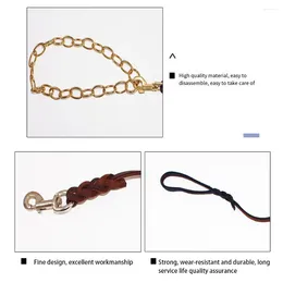 Dog Collars Khaki Leashes Made Of Cowhide Long-lasting And Easy To Clean Dogs Long Stylish