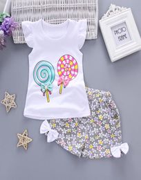 ZWY126 Girl Set 28 Years Toddler Baby Girls Butterfly Outfits Clothes Summer Tshirt Skirts Fashion Style Sets 2pcs Set5925516