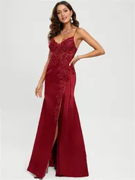 Party Dresses A-Line Glittering Sexy Engagement Prom Birthday Dress V Neck Sleeveless Sweep / Brush Train Satin With Pleats Sequin Slit 2024