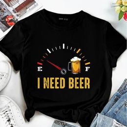 Women's T Shirts Simple Design Summer Oversize Young Girl Shirt Y2K Tee Sweatshirt Soft Harajuku Women Printing Art Cheep BEER DESIGNER