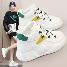 Casual Shoes Color-blocked Single 2024 Spring Fashion Breathable Board To Increase The Height Of Thick-soled