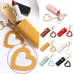 Storage Bags Lip Gloss Keychain Stylish Lipstick Bag With Heart Pendant Faux Leather Mini Container Lobster Clip For Women