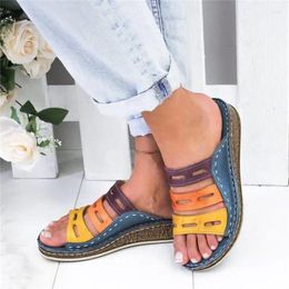 Casual Shoes Ladies Sandals Platform Wedge Slippers Stitching Summer Open Toe Beach