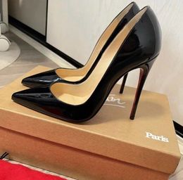 Designer High Heels Women Shoes Red Shiny Bottoms 6cm 8cm 10cm 12cm Sexy Thin Heels Nude Black Patent Leather Luxury Woman Pumps with Red Suede Bag size 35-44