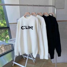 Spring and Autumn New Letter Round Neck Sweater Women's Loose Knitted Couple Printed Bottom Shirt