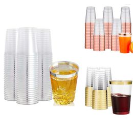 Disposable Cups Straws 25pcs 10oz Rimmed Plastic Party Perfect For Beer Soda Whiskey Cocktails Lattes Dropship