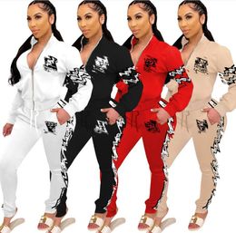 Designer Women Tracksuits for Letter Long Sleeve Red White and Black Jacket Coat Casual 2 Piece Set Pants Sporting Suit