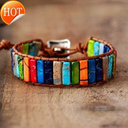 New Best-selling Colour Imperial Stone Rectangular Bracelet Hand Woven Adjustable