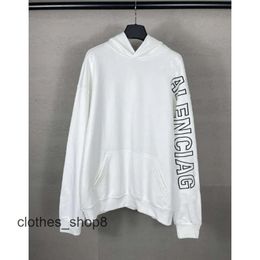 Sleeved Version Men Hoodie Sweaters Loose Sweater Hooded balencigs Hoodies High Paris b Long Family Adhesive Tape Casual Paper Letter Printing Unisex GX72