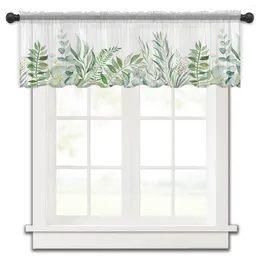 Curtain Ins Garden Plant Leaf Eucalyptus Small Window Valance Sheer Short Bedroom Home Decor Voile Drapes
