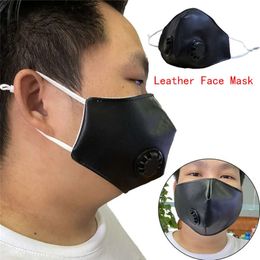 Fashion Leather Face Mask With Breathing Vae Breathable PU Protective Dustproof Washable Reusable Mouth Masks DHL Free Shipping s