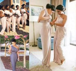 Spring Summer Bridesmaid Dresses Sheath Pleats One Shoulder Bohemian Wedding Guest Dress African Cheap Maid of Honour Gowns7276653