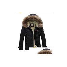 Mens Jackets Designer Windproof Warm New Faux Fur Long Winter Trench Coat Jacket Hooded Parka Overcoat Solid Color Drop Delivery Appar Ot1Ey