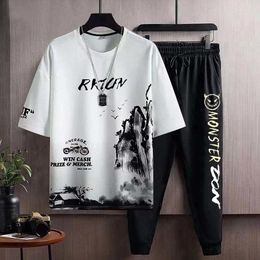 Men's Tracksuits Top Alphabet Tracksuit Jogger Sports Suits White Male T Shirt Sweatpants Pants Sets Graphic Clothes For Men Short Quarter