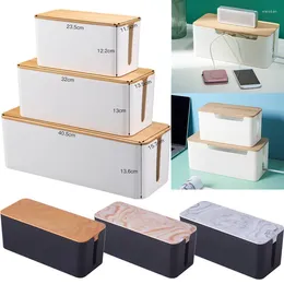 Storage Bags Wire Cable Box Wooden Power Line Case Dustproof Charger Socket Organizer Home Winder