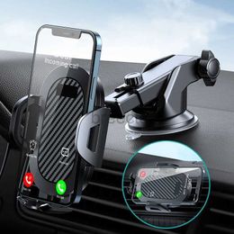 Cell Phone Mounts Holders AUFU Sucker Car Phone Holder Smartphone Mount Stand GPS Telefon Mobile Cell Support For iPhone 15 14 13 Pro Max Samsung 240322