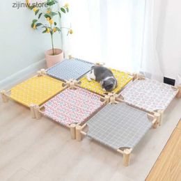 Cat Beds Furniture Durable pet hammock universal for all seasons detachable and washable solid wood kennel light dog and cat hammock room supplies Y240322